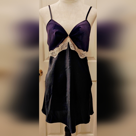 Cinema Etoile Other - Vintage Cinema Etoile Velvet & Satin Babydoll Chemise Lingerie Slip Dress.
